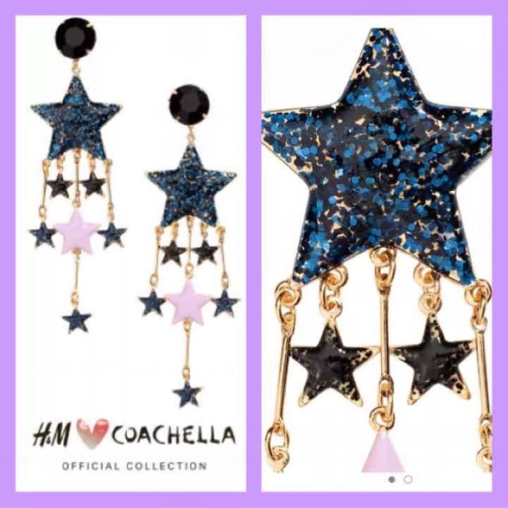 Nwt HM Coachella Glazed Shimmer Star Earrings 30$